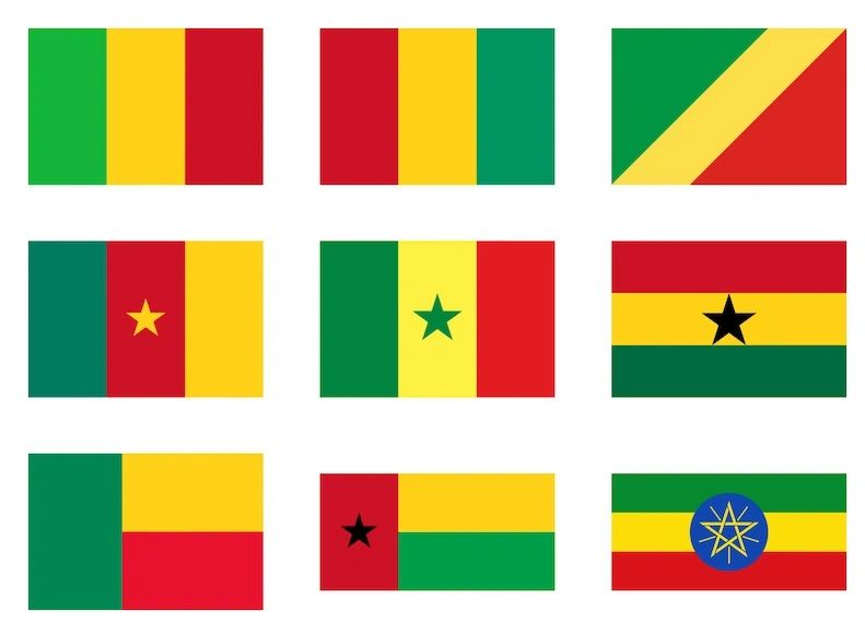Flags of different African countries