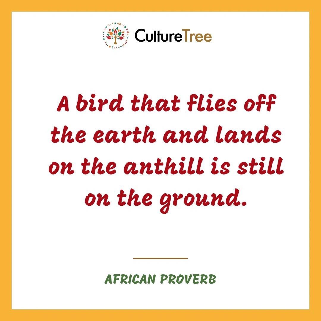 A bird that flies off the earth and lands on the anthill is still on the ground. African Proverb